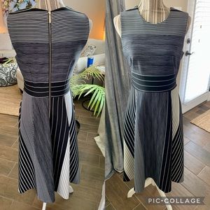 CALVIN KLEIN Black/White Midi Dress 
Size 6
Color: black and white